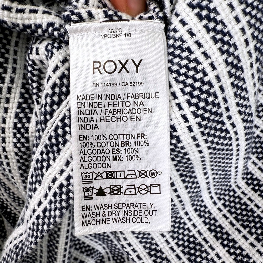 Roxy Womens Striped Poncho Baja Hoodie Size S Blue Boxy Beach Surf Boho - Picture 5 of 10